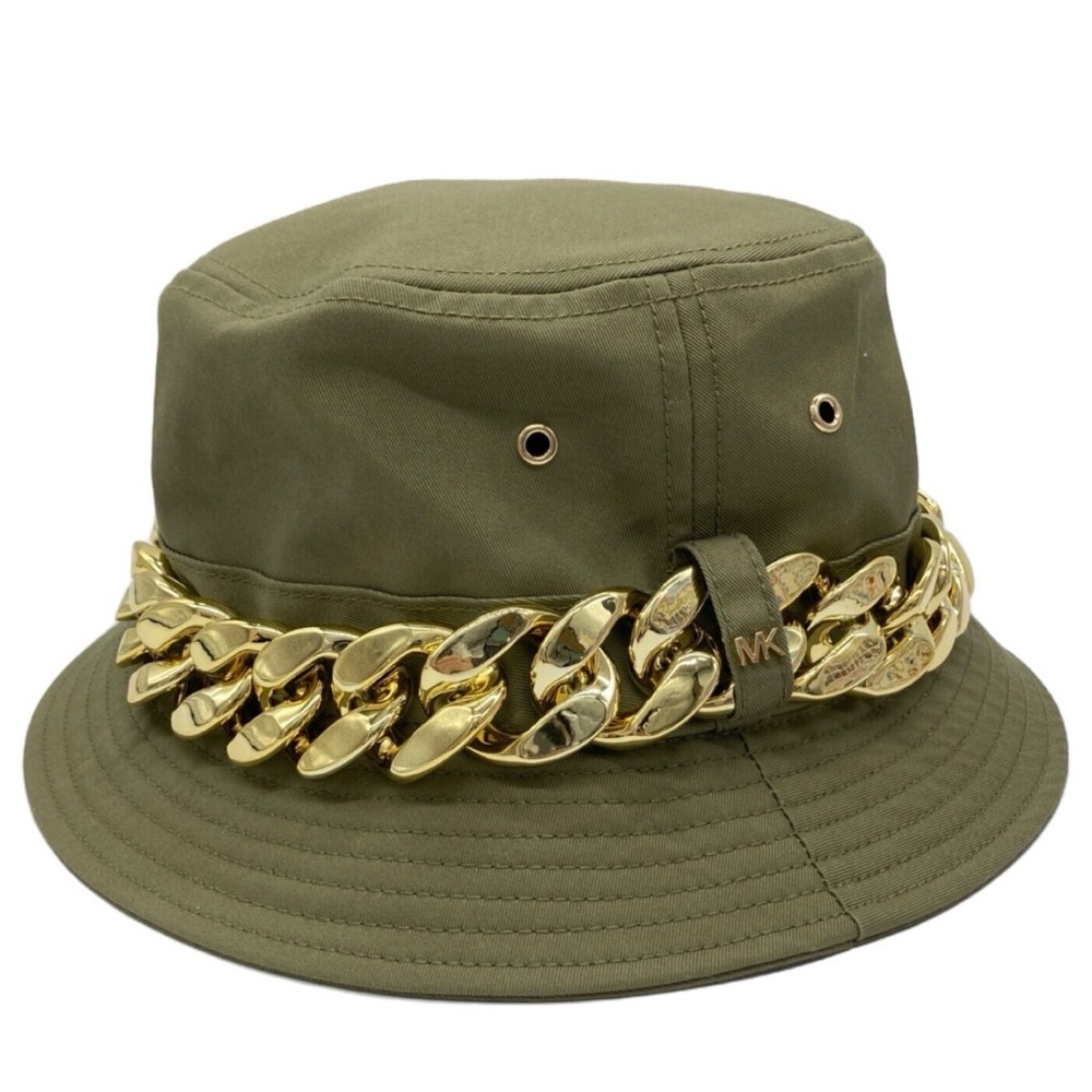 Michael Kors Embellished Bucket Hat with Gold Chain